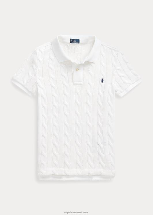 Ralph Lauren naised slim fit kaabliga kootud polosärk PR0V3025 valge