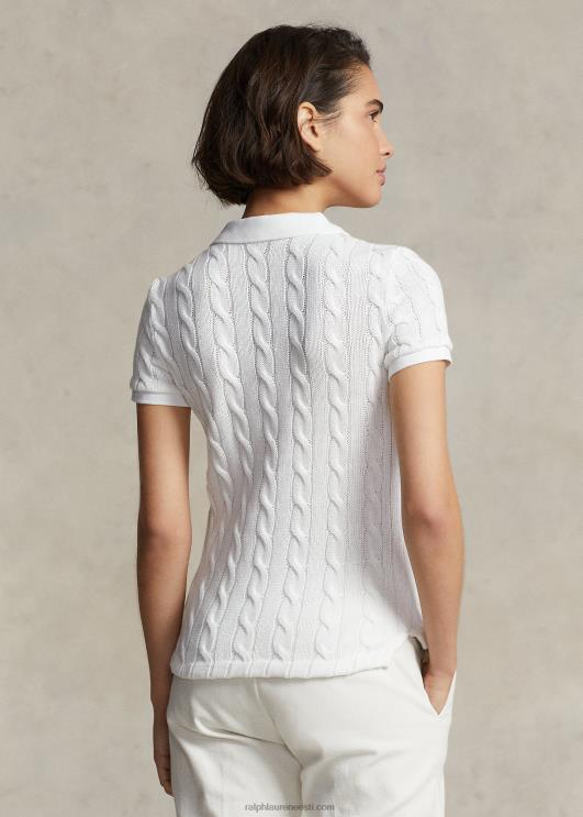 Ralph Lauren naised slim fit kaabliga kootud polosärk PR0V3025 valge