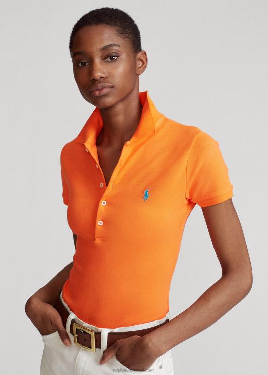 Ralph Lauren naised slim fit stretch polosärk PR0V3250 kuurordi oranž