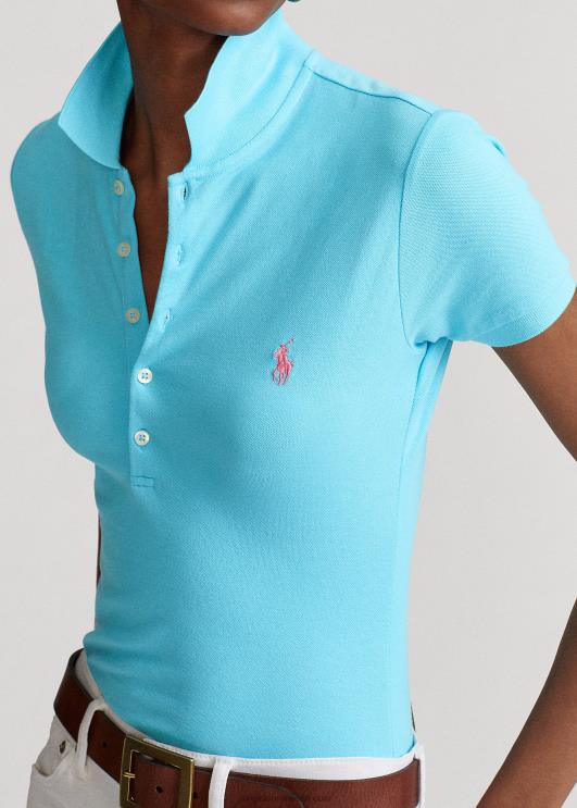 Ralph Lauren naised slim fit stretch polosärk PR0V3261 türkiissinine nova