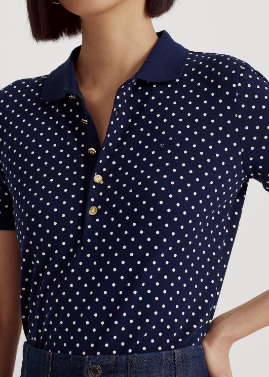 Ralph Lauren naised täpiline pikee polosärk PR0V4009 merevägi/kreem