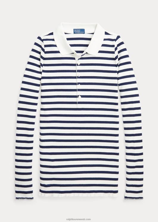 Ralph Lauren naised triibuline soonik pikkade varrukatega polosärk PR0V3074 rafineeritud mere-/valge