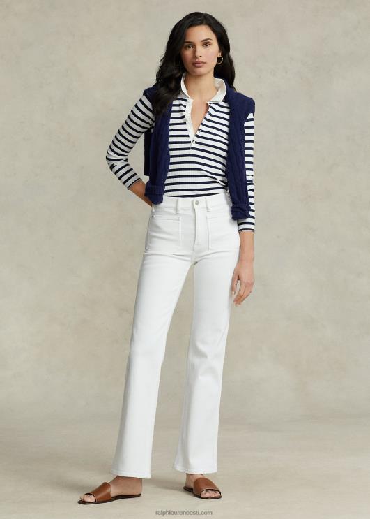 Ralph Lauren naised triibuline soonik pikkade varrukatega polosärk PR0V3074 rafineeritud mere-/valge