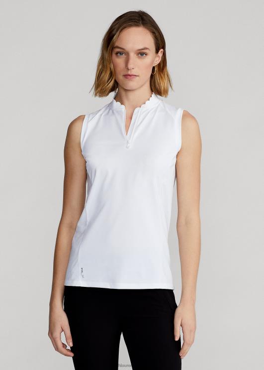 Ralph Lauren naised varrukateta veerandtõmblukuga polosärk PR0V3750 keraamiline valge