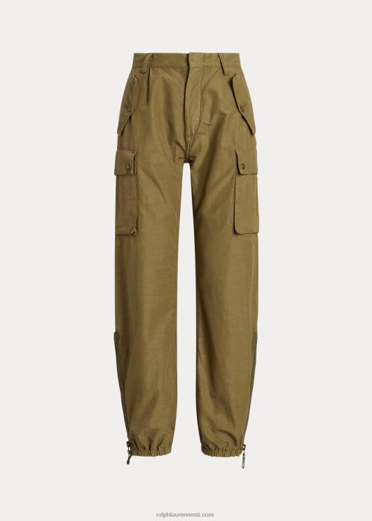 Ralph Lauren naised charlee puuvillane-linane twill cargo püksid PR0V3582 samblikroheline