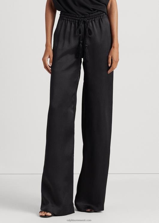 Ralph Lauren naised charmeuse laia säärega püksid PR0V4334 must