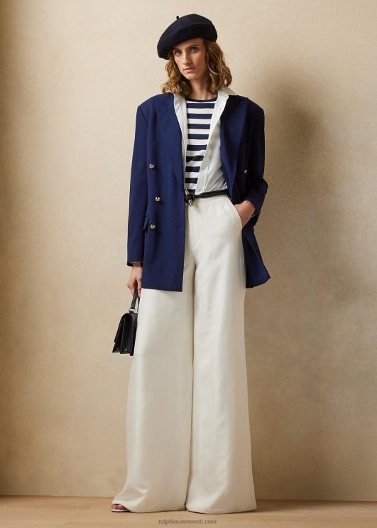 Ralph Lauren naised elaine silk shantung laia säärega püksid PR0V3498 valkjas