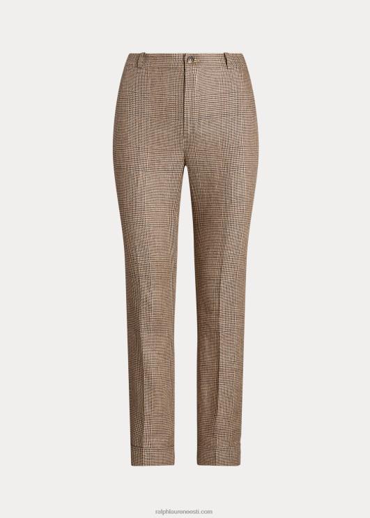 Ralph Lauren naised glen ruuduline linane pahkluu püksid PR0V4372 pruun/kreem multi