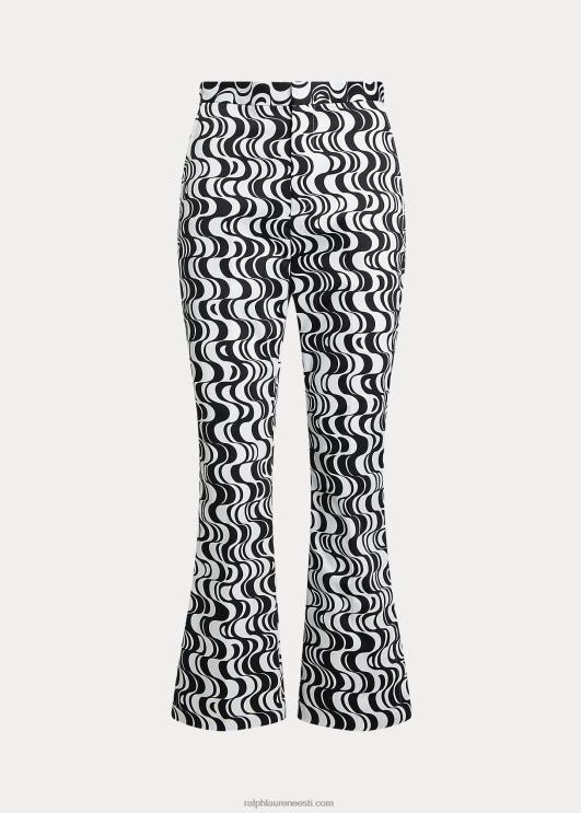 Ralph Lauren naised graafilise motiiviga satiinist kick-flare püksid PR0V2977 must/valge keeris