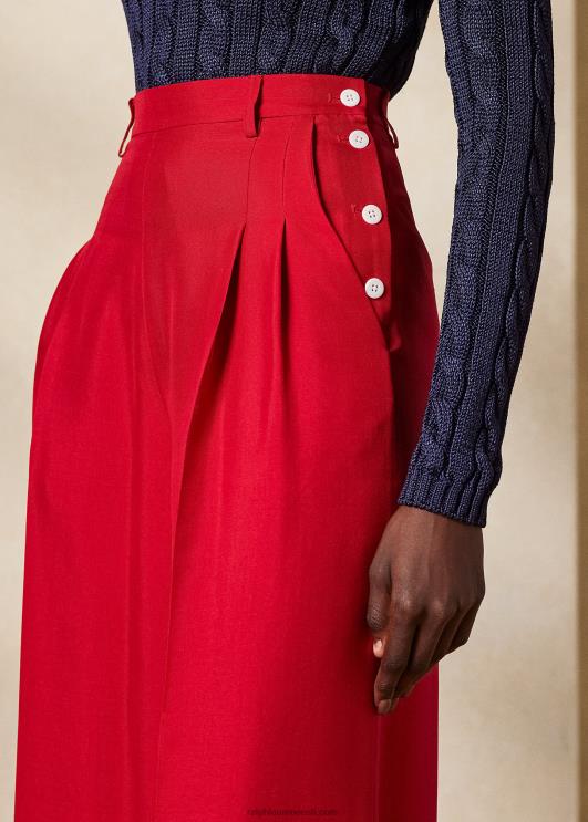 Ralph Lauren naised graciela siidist shantung püksid PR0V3515 rouge