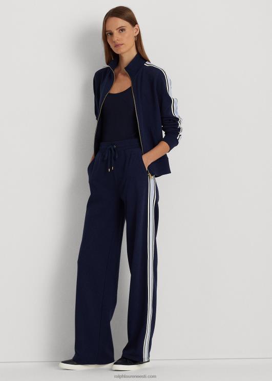 Ralph Lauren naised küljetriibuline prantsuse frotee püksid PR0V4076 rafineeritud merevägi