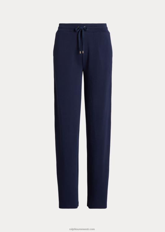 Ralph Lauren naised küljetriibuline prantsuse frotee püksid PR0V4076 rafineeritud merevägi