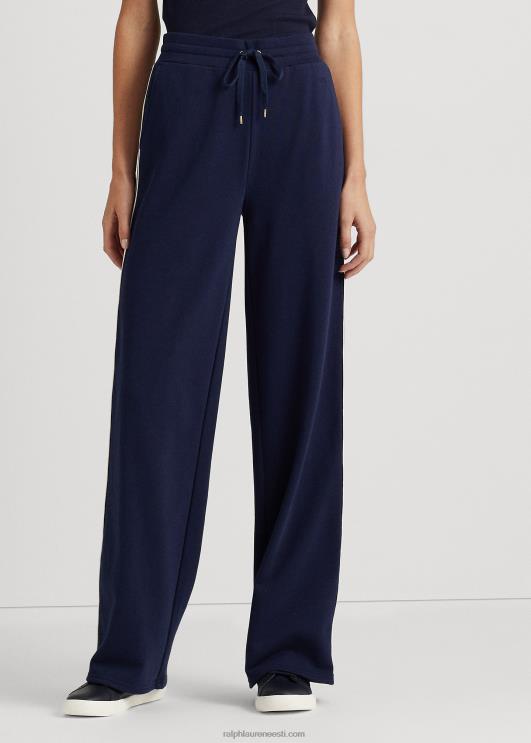 Ralph Lauren naised küljetriibuline prantsuse frotee püksid PR0V4076 rafineeritud merevägi