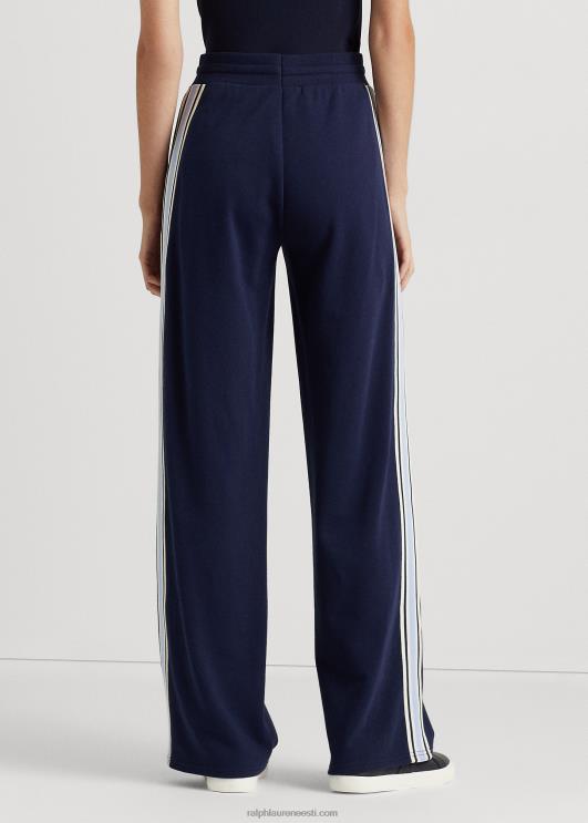 Ralph Lauren naised küljetriibuline prantsuse frotee püksid PR0V4076 rafineeritud merevägi