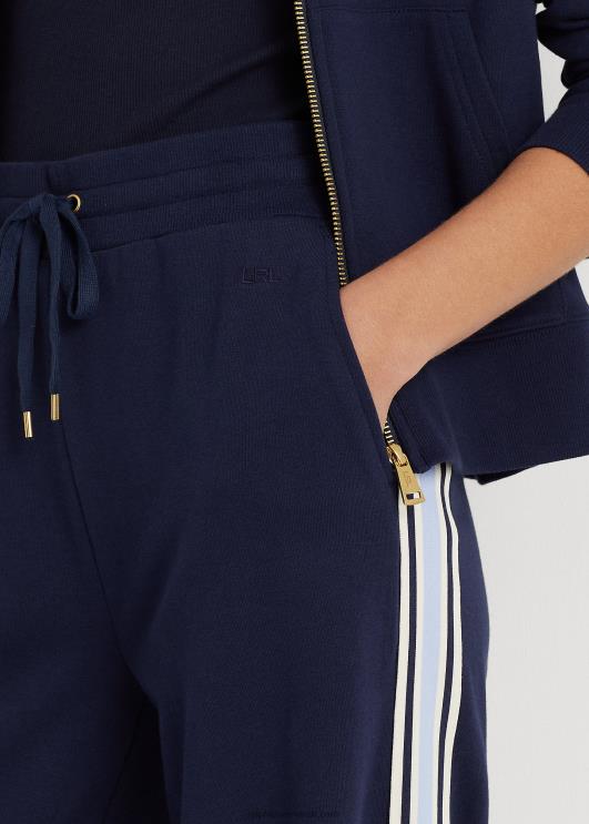 Ralph Lauren naised küljetriibuline prantsuse frotee püksid PR0V4076 rafineeritud merevägi