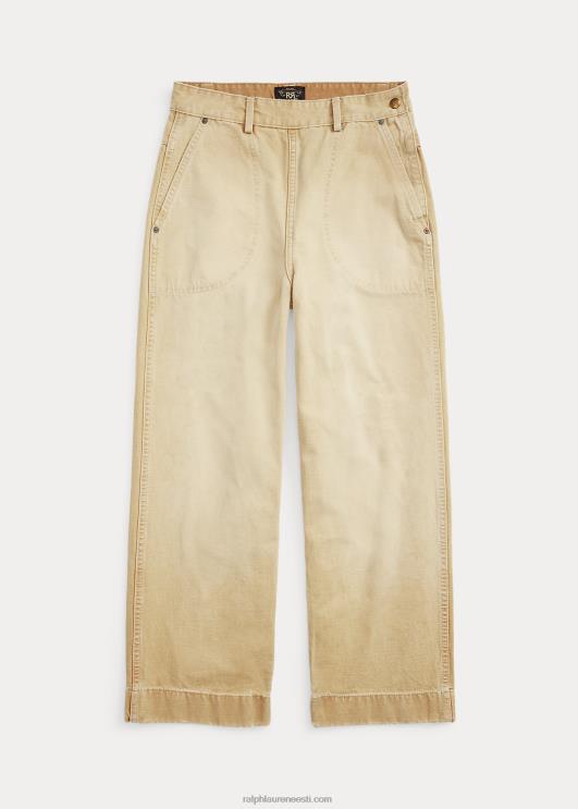 Ralph Lauren naised kärbitud puuvillasest lõuendist püksid PR0V3645 khaki