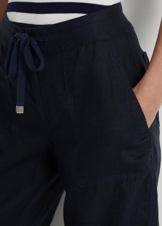 Ralph Lauren naised linased laia säärega püksid PR0V3965 merevägi
