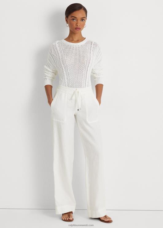 Ralph Lauren naised linased laia säärega püksid PR0V4421 valge