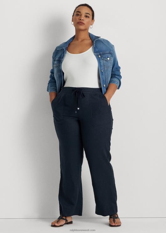 Ralph Lauren naised linased laia säärega püksid PR0V4665 merevägi
