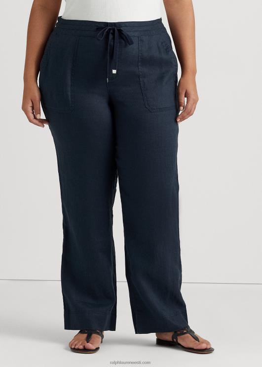 Ralph Lauren naised linased laia säärega püksid PR0V4665 merevägi