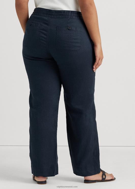 Ralph Lauren naised linased laia säärega püksid PR0V4665 merevägi