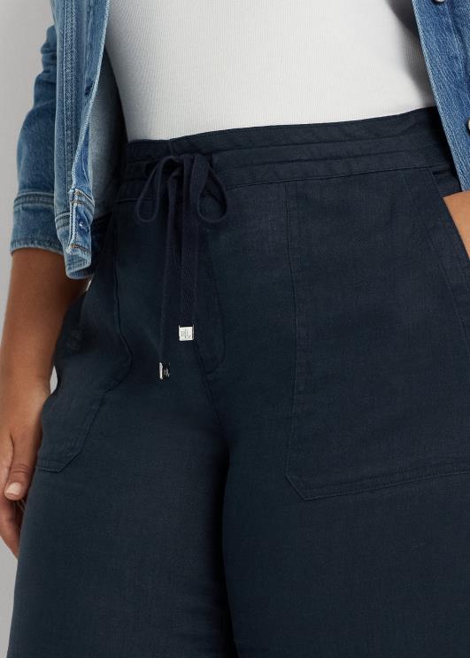 Ralph Lauren naised linased laia säärega püksid PR0V4665 merevägi