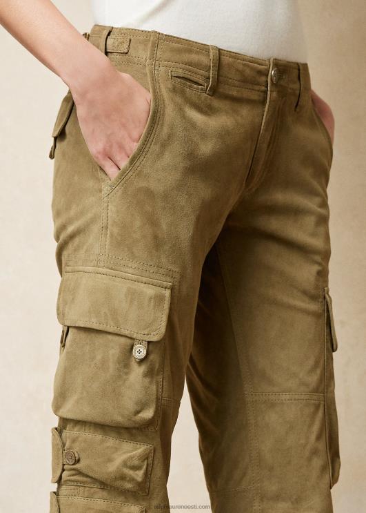 Ralph Lauren naised mitchell lamba-seemisnahast püksid PR0V3574 samblikroheline