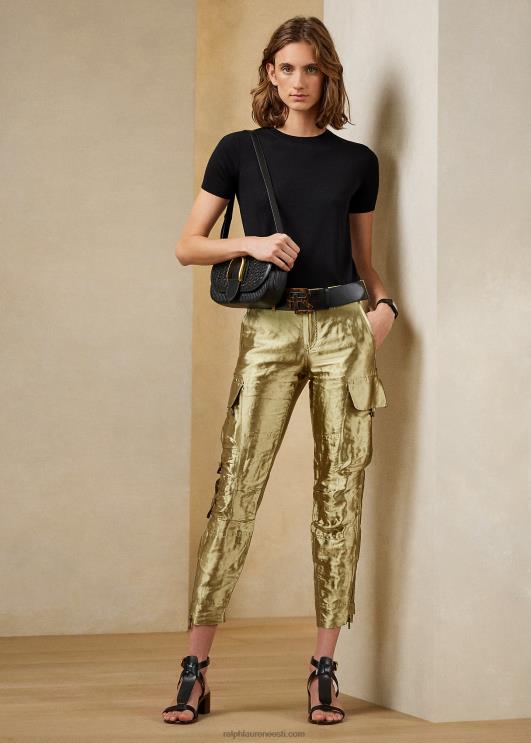 Ralph Lauren naised mitchell metallik organza püksid PR0V3598 plaatina