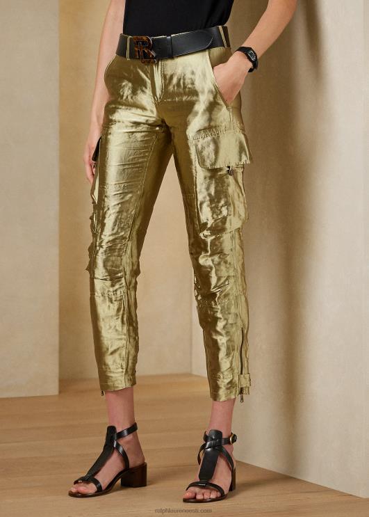 Ralph Lauren naised mitchell metallik organza püksid PR0V3598 plaatina