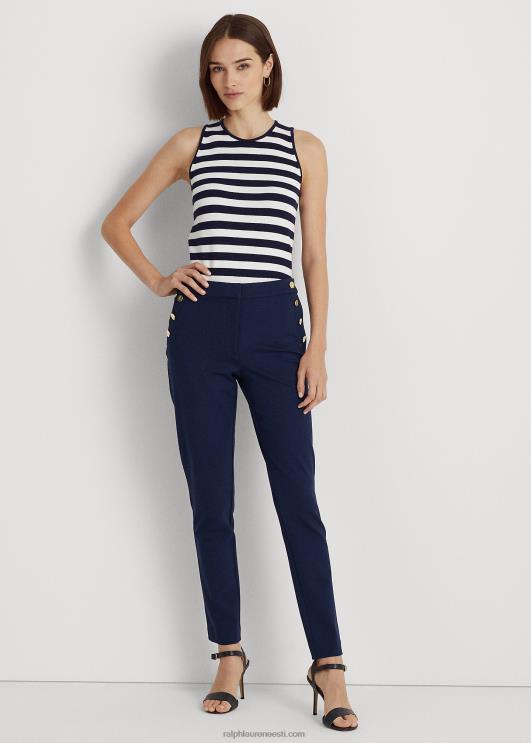 Ralph Lauren naised nööbiga ponte pahkluupüksid PR0V3954 rafineeritud merevägi