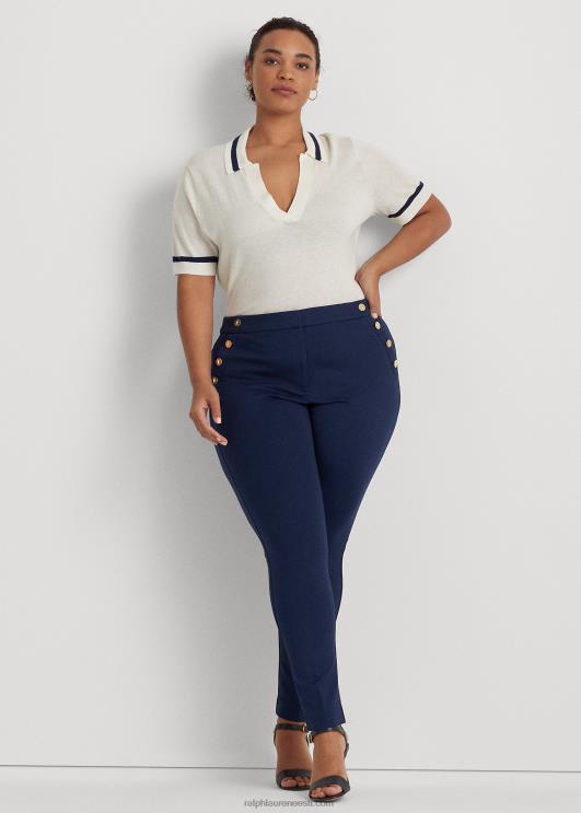 Ralph Lauren naised nööbiga ponte pahkluupüksid PR0V4620 rafineeritud merevägi