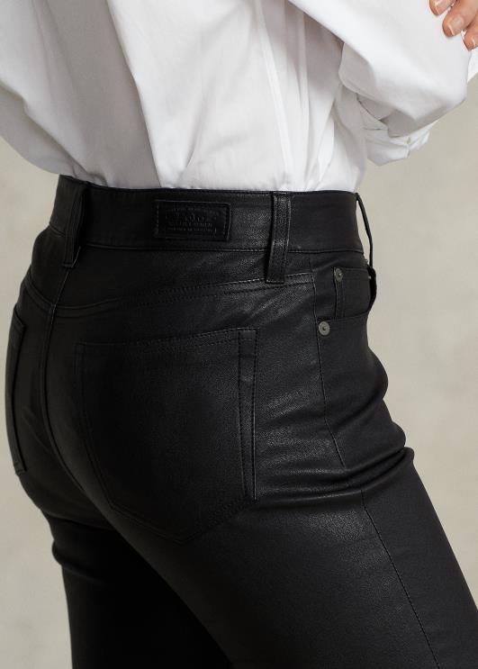 Ralph Lauren naised nahast 5-taskulised kitsad püksid PR0V3279 must