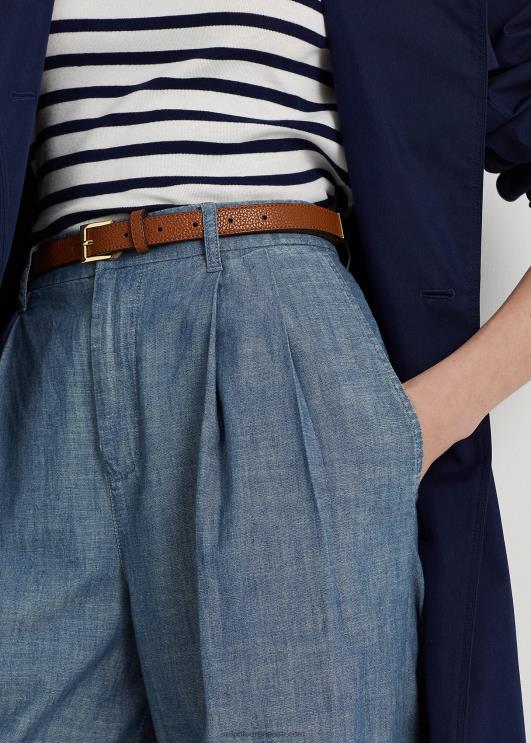 Ralph Lauren naised plisseeritud chambray laia säärega püksid PR0V4825 berüllsinine pesu