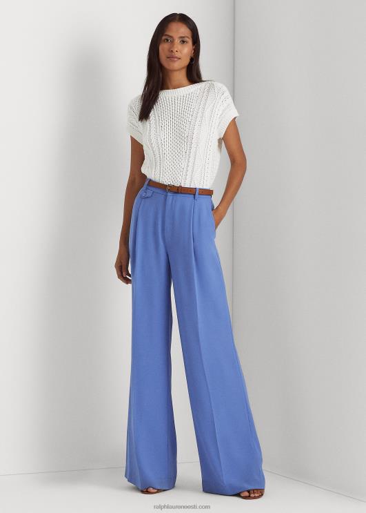 Ralph Lauren naised plisseeritud georgette püksid PR0V4893 Uus-Inglismaa sinine