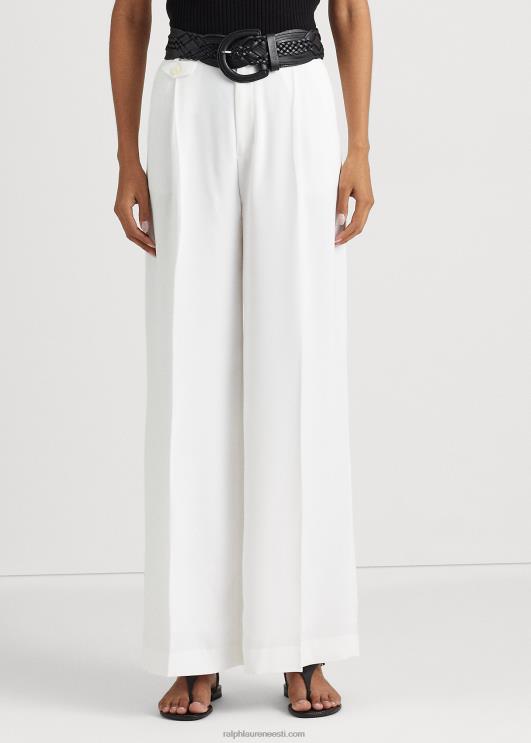 Ralph Lauren naised plisseeritud georgette püksid PR0V4894 valge