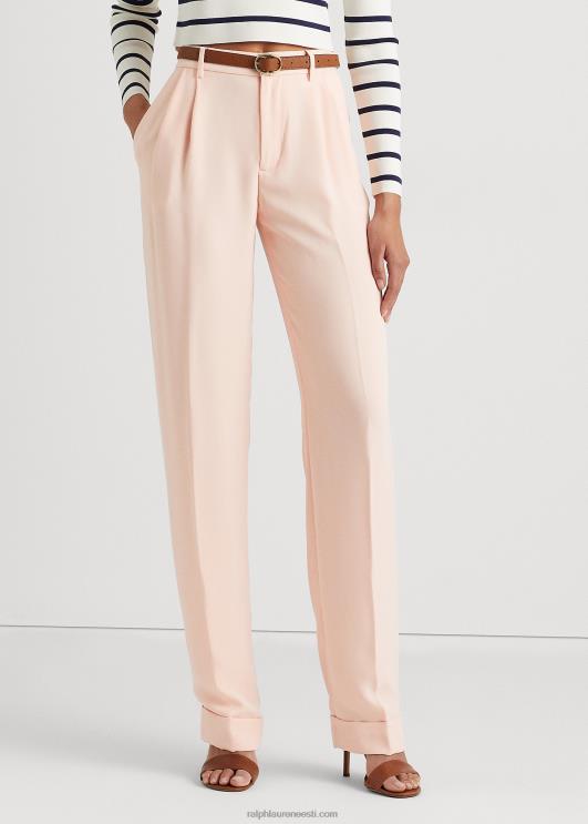 Ralph Lauren naised plisseeritud kahe näoga georgette püksid PR0V4821 kahvaturoosa