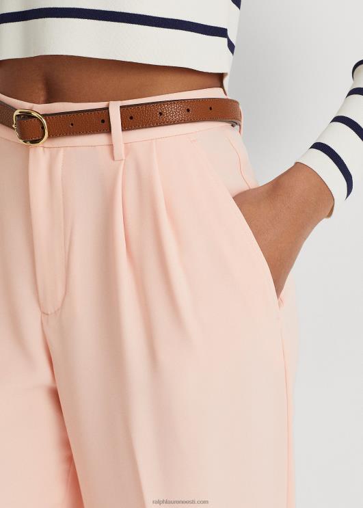 Ralph Lauren naised plisseeritud kahe näoga georgette püksid PR0V9427 kahvaturoosa