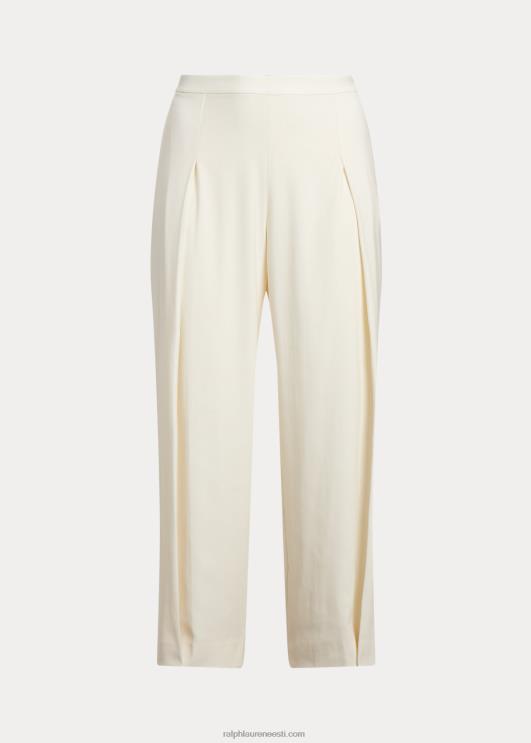 Ralph Lauren naised plisseeritud krepp laia säärega püksid PR0V4779 looduslik kreem
