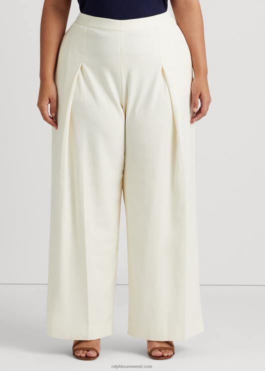 Ralph Lauren naised plisseeritud krepp laia säärega püksid PR0V4779 looduslik kreem