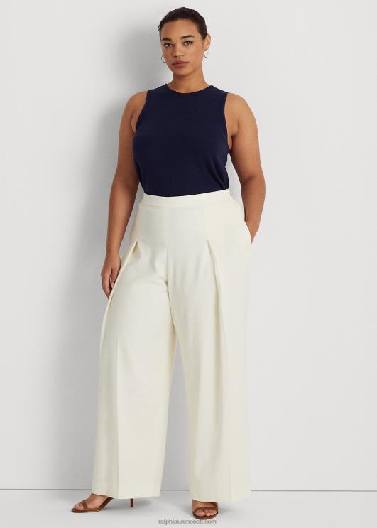 Ralph Lauren naised plisseeritud krepp laia säärega püksid PR0V4779 looduslik kreem