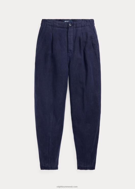 Ralph Lauren naised plisseeritud linasest toimsest püksist PR0V3027 merevägi