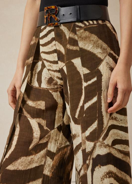 Ralph Lauren naised saunders zebra-print linane voile püks PR0V3589 pruun/kreem multi