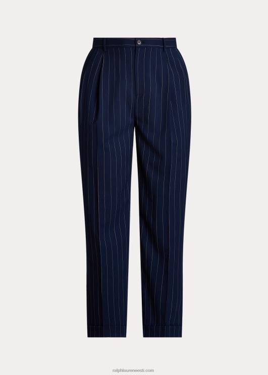 Ralph Lauren naised triibuline toimne sirge püks PR0V4801 rafineeritud mere-/valge