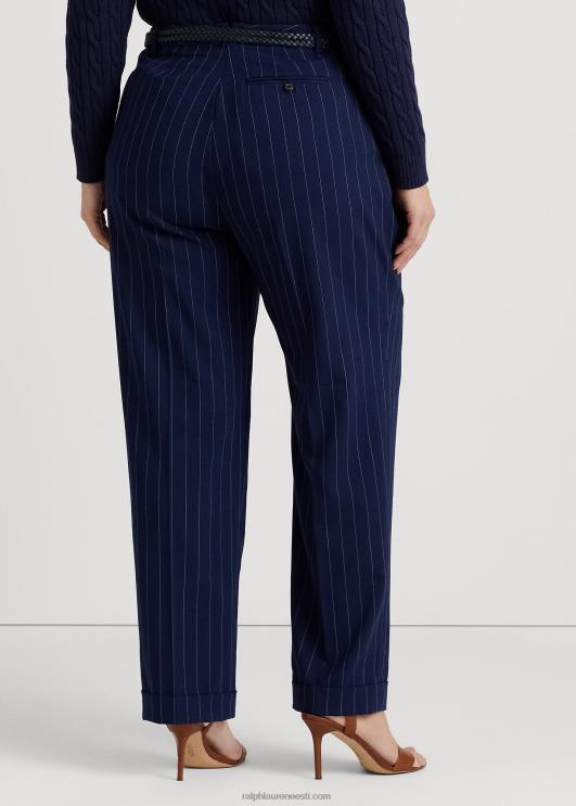 Ralph Lauren naised triibuline toimne sirge püks PR0V4801 rafineeritud mere-/valge