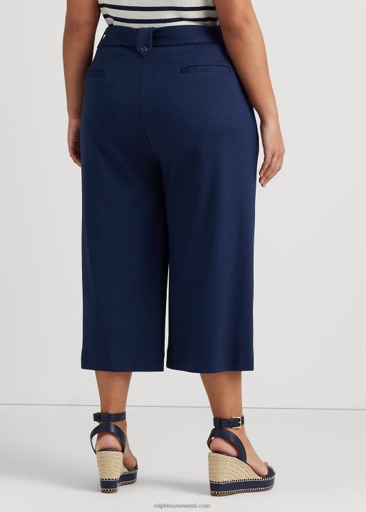 Ralph Lauren naised vööga plisseeritud ponte kärbitud püksid PR0V4674 rafineeritud merevägi