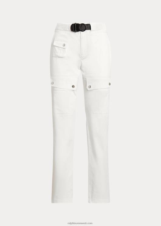 Ralph Lauren naised vööga satiinist cargo püksid PR0V3863 valge