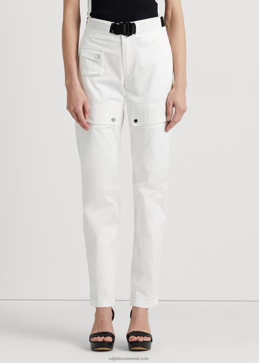 Ralph Lauren naised vööga satiinist cargo püksid PR0V3863 valge