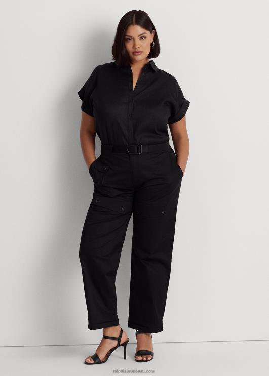 Ralph Lauren naised vööga satiinist cargo püksid PR0V4555 must