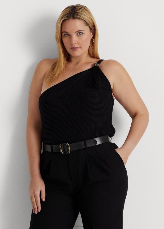 Ralph Lauren naised ühe õlaga puuvillasegu topp PR0V4769 must