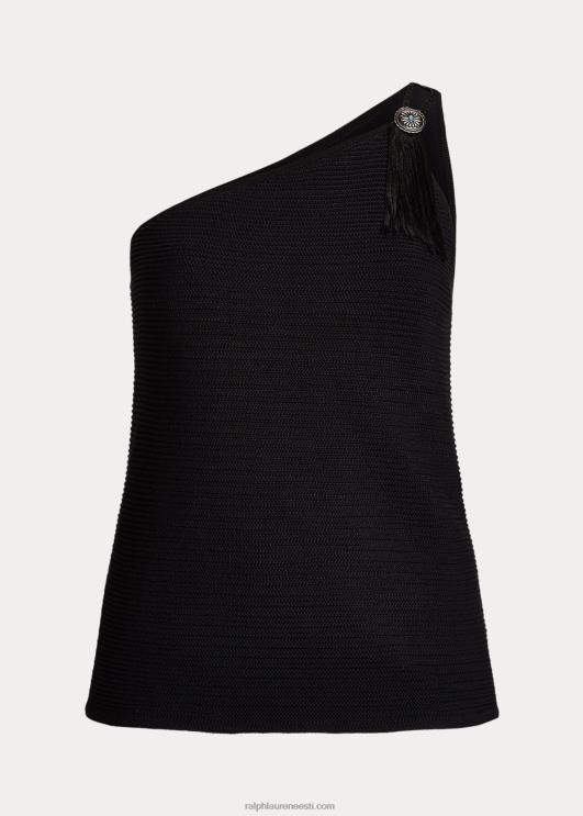 Ralph Lauren naised ühe õlaga puuvillasegu topp PR0V4769 must